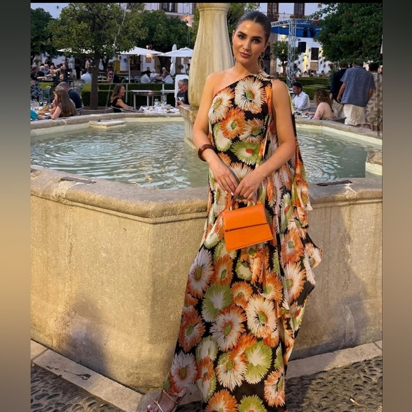 Zara ZW Collection Asymmetric Lace Floral Print Dress - Picture 1 of 12